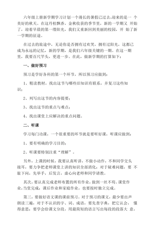 小学六年级学生新学期学习计划2020.docx