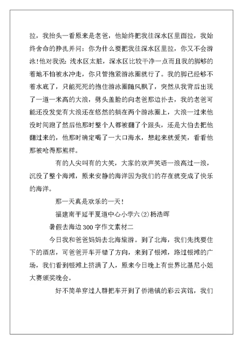 2022年暑假去海边300字作文素材