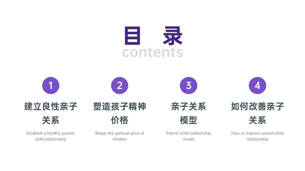 红紫色简约插画卡通风格亲子关系培训PPT课件
