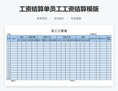 工资结算单员工工资结算模版