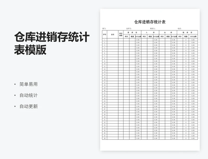 仓库进销存统计表模版