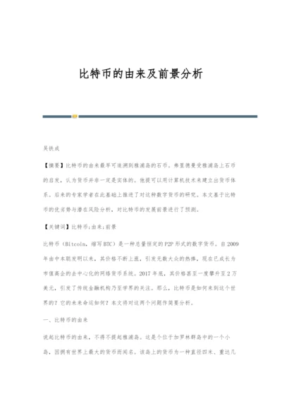 比特币的由来及前景分析.docx