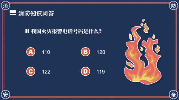 红蓝复古风消防安全主题班会PPT模板