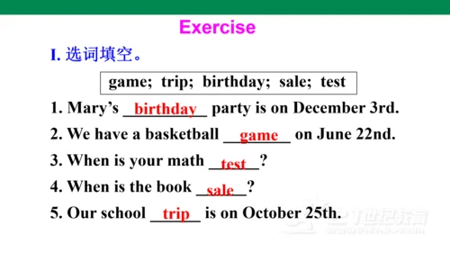 U8 Section B(1a-1d)课件+内嵌音频（新目标七年级上册 Unit 8 When is
