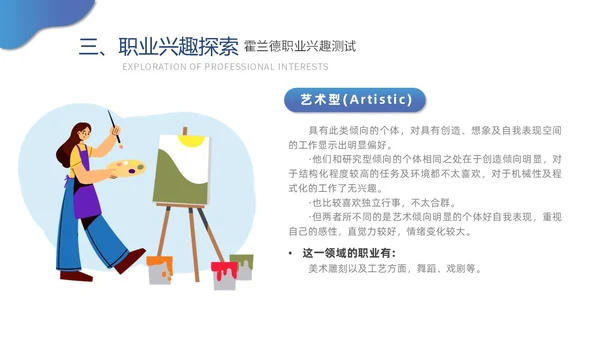 蓝色插画扁平风自我认知与职业探索ppt模板职业规划