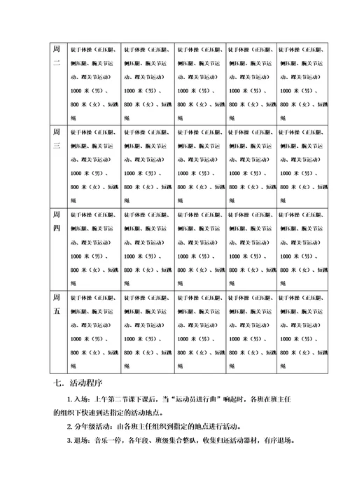 初中体育大课间活动方案