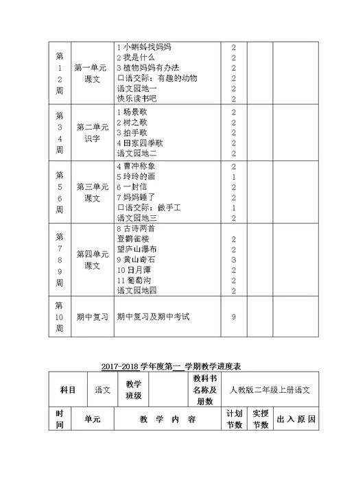 部编版新版小学二年级上册语文教案　全册