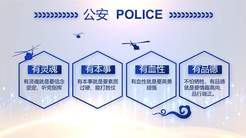 蓝色科技感派出所工作总结计划动态PPT
