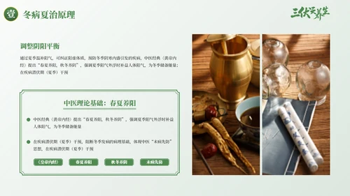 绿色古风三伏天养生健康指南PPT模板