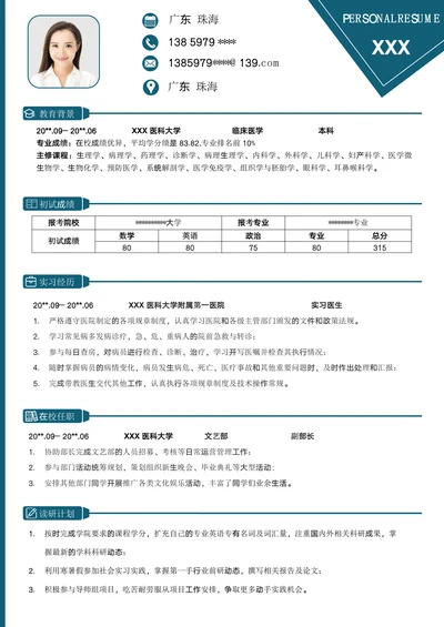 考研复试简历临床医学专业