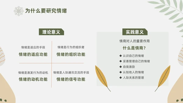 绿色花卉文艺心理学课件PPT情绪管理
