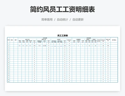简约风员工工资明细表