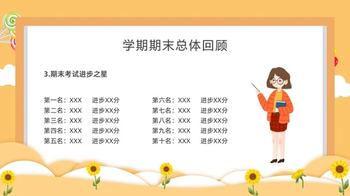 黄色卡通风格小学期末家长会PPT课件