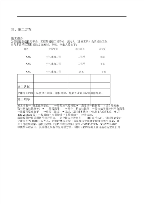 某项目混凝土楼板拆除专项施工实施的方案