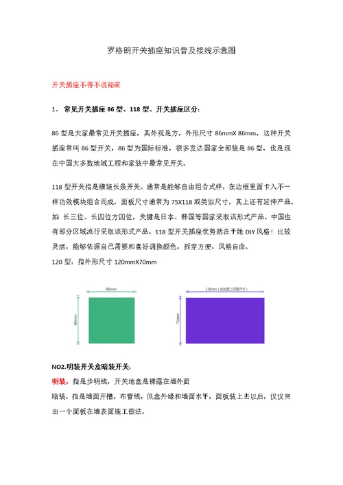 罗格朗开关插座知识及开关插座接线示意图模板