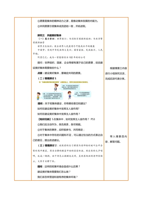 【核心素养目标】7.2共建美好集体-教学设计（表格式）