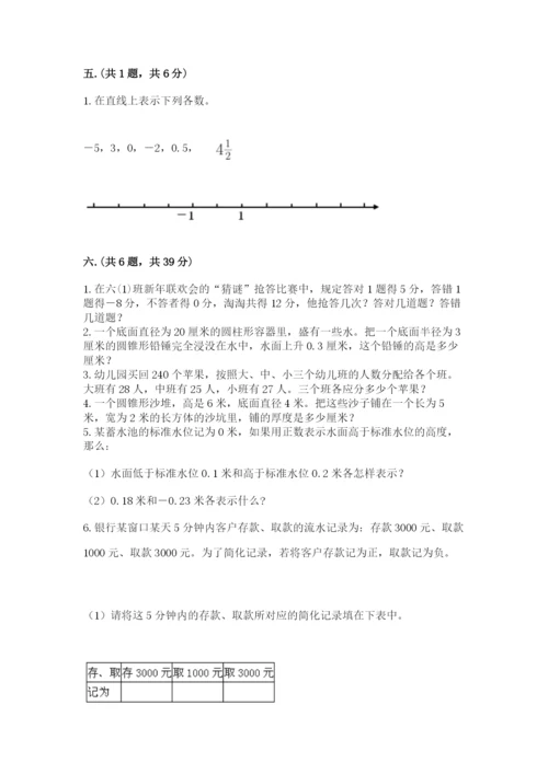 小学六年级下册数学摸底考试题含完整答案【精品】.docx