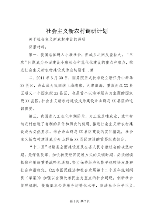 社会主义新农村调研计划.docx