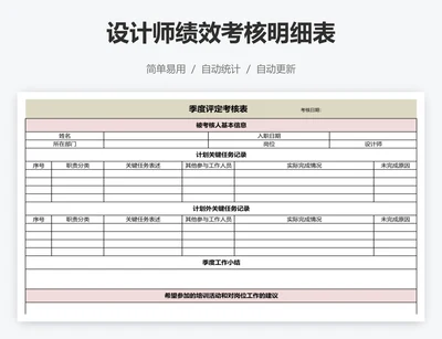 设计师绩效考核明细表