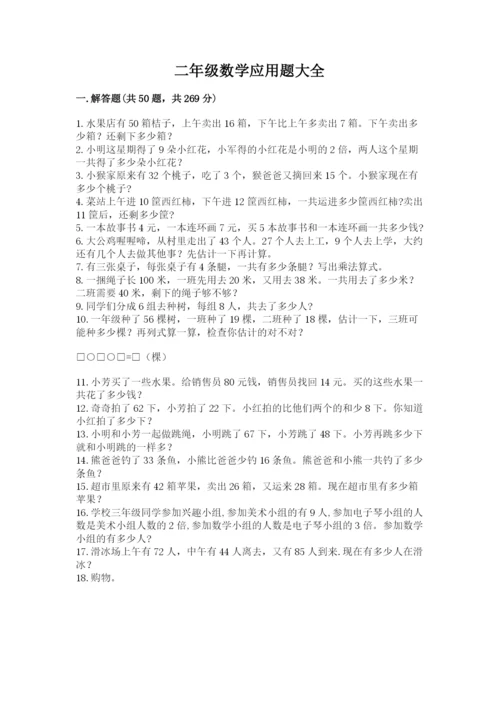 二年级数学应用题大全附答案（突破训练）.docx