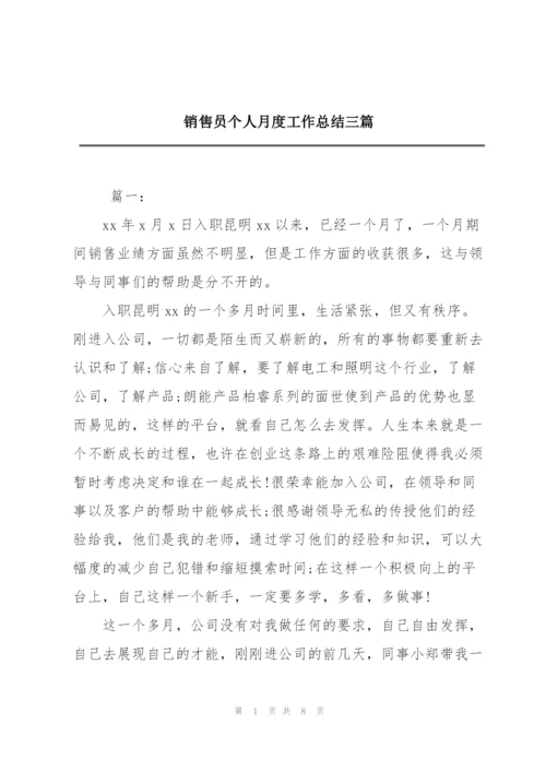 销售员个人月度工作总结三篇.docx