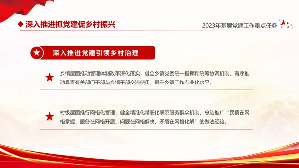 红色大气党建党课基层党建工作重点任务课件PPT二十大报告