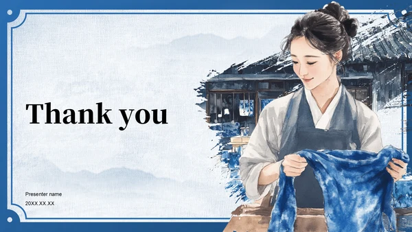 蓝色国风非遗扎染的艺术魅力PPT主题
