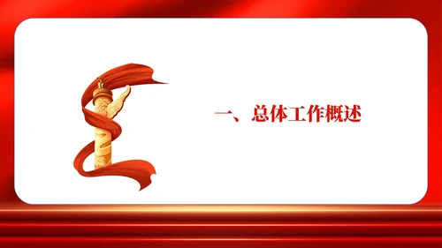 红色党政风党委职场年度工作总结PPT模板