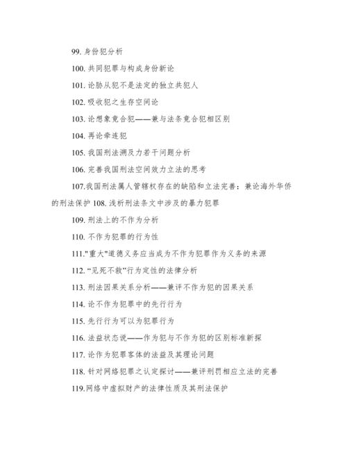 刑法法学毕业论文选题参考.docx