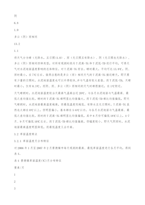 景德镇市不同下垫面温度特点及预报.docx