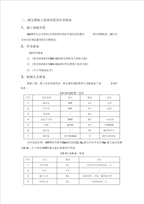 钢支撑施工技术交底