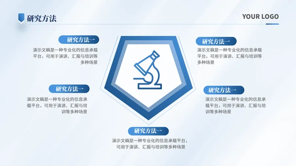 潘通蓝简约风通用学术汇报项目总结PPT模板
