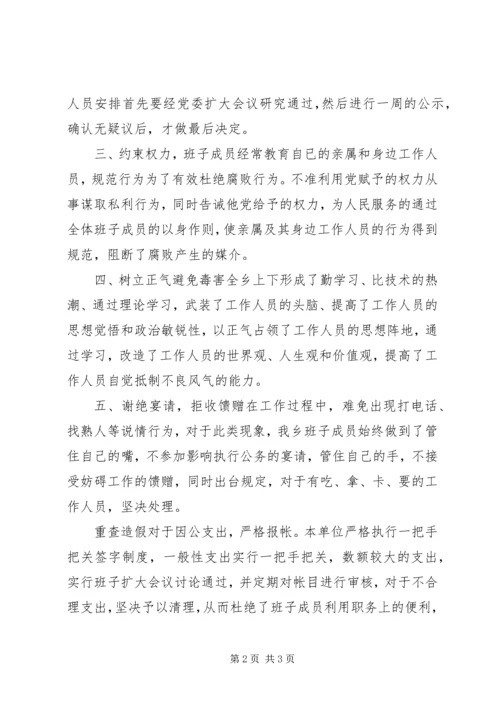 乡镇落实廉洁从政准则自查工作汇报.docx