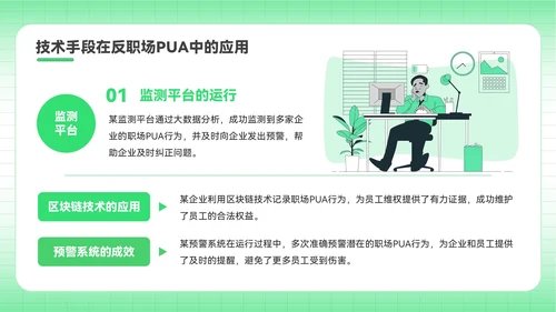 绿色插画风反职场PUA运动PPT模板