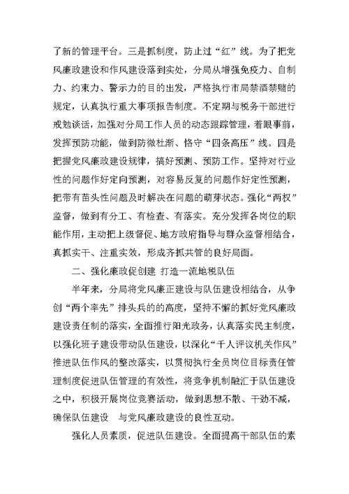 税务分局XX年度党风廉政建设工作总结