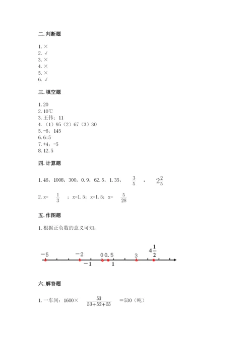 武强县六年级下册数学期末测试卷新版.docx