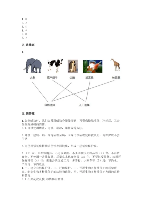 教科版科学六年级下册期末测试卷【各地真题】.docx