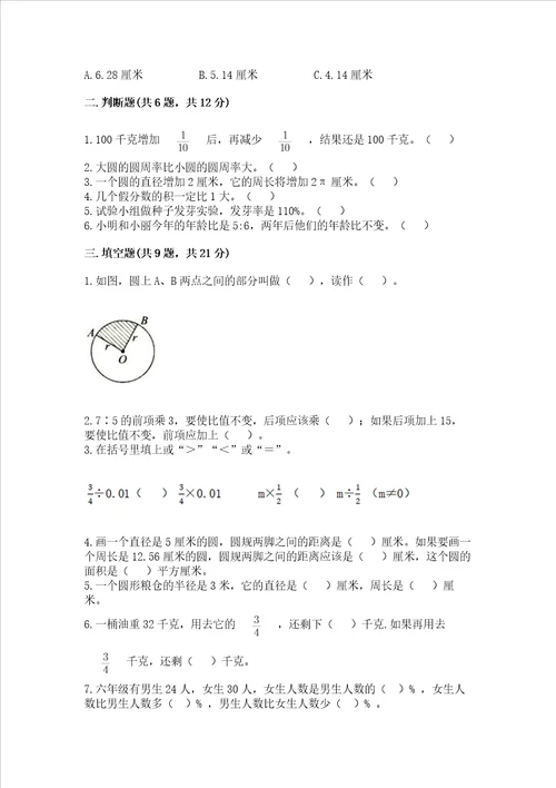 小学数学六年级上册期末考试试卷含完整答案夺冠系列