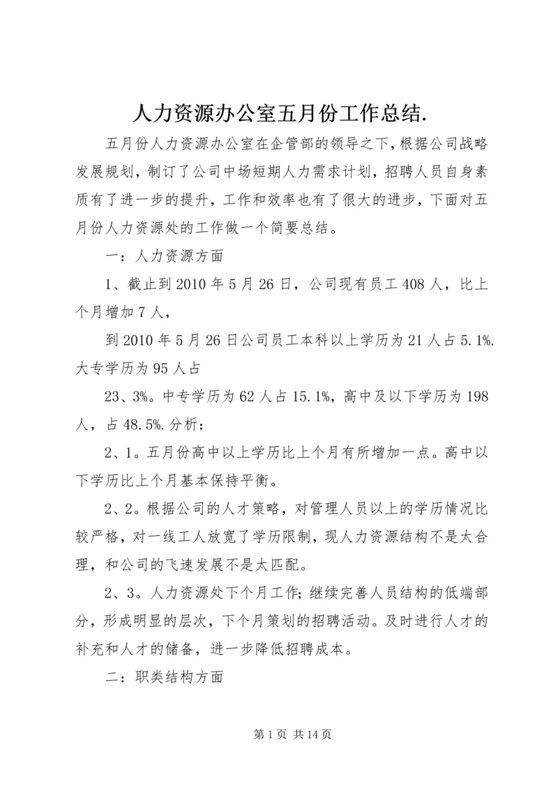 人力资源办公室五月份工作总结.docx