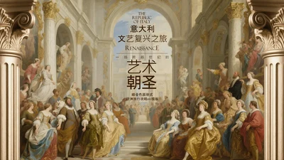 暗金色画册式欧洲旅行攻略PPT模板