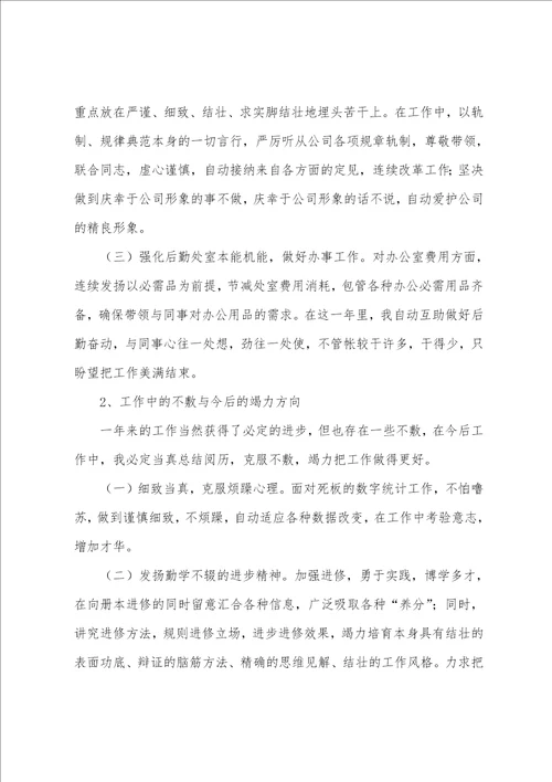 公司统计员个人工作总结