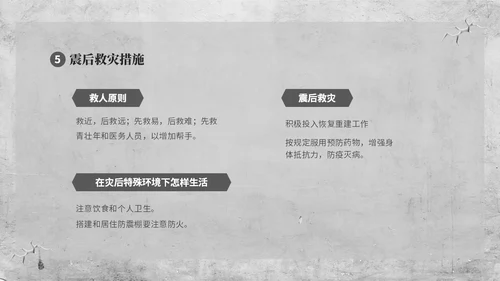 灰色复古简约插画512全国防灾减灾日防震减灾安全通行宣传课