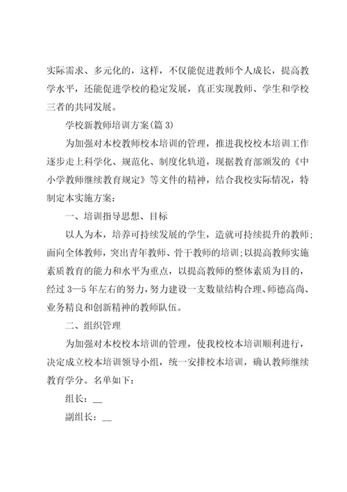 学校新教师培训方案集锦