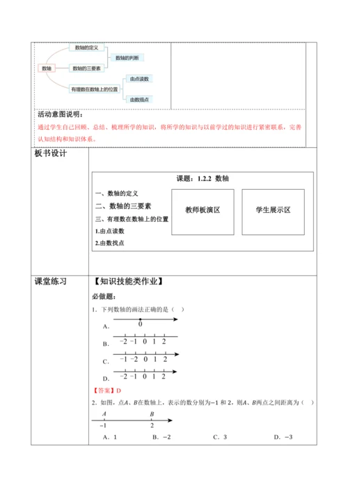 1.2.2 数轴-教案