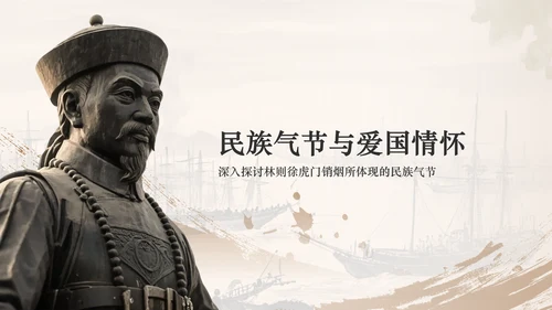 橙色复古风林则徐虎门销烟与民族气节PPT模板