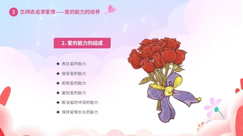粉色温馨浪漫插画风大学生恋爱心理学课件PPT