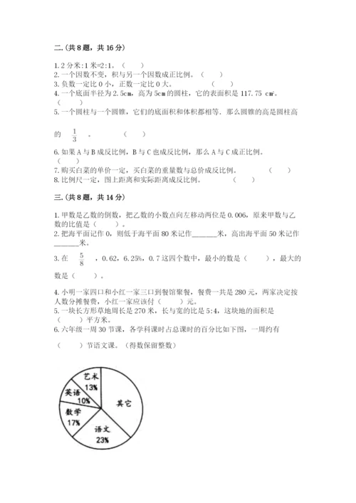 小学六年级下册数学摸底考试题附答案【考试直接用】.docx