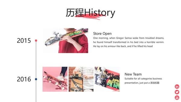 红色现代极限滑板运动宣传动态PPT模板