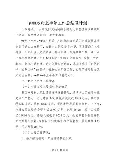 乡镇政府上半年工作总结及计划.docx