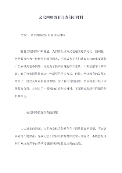 公安网络教育自查剖析材料